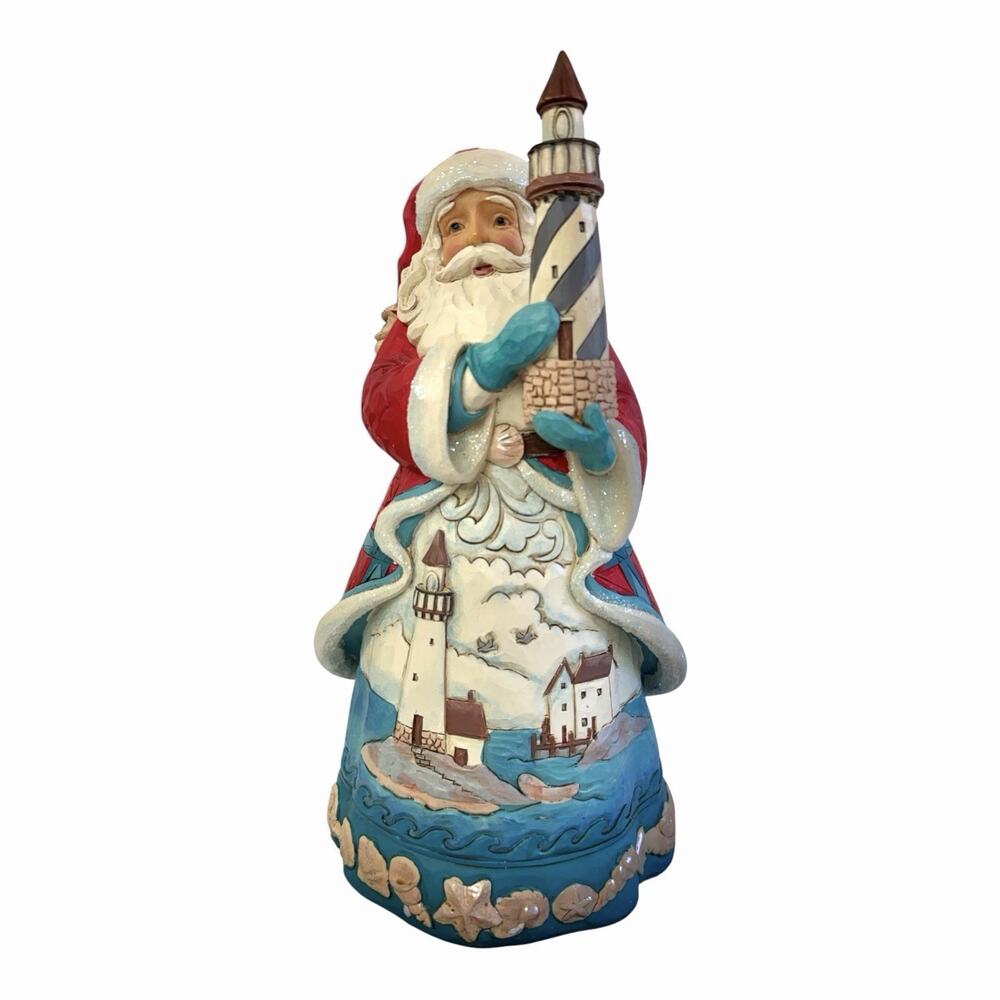 Jim Shore Heartwood Creek Santa Claus Figurine Lighthouse Coastal Christmas RARE